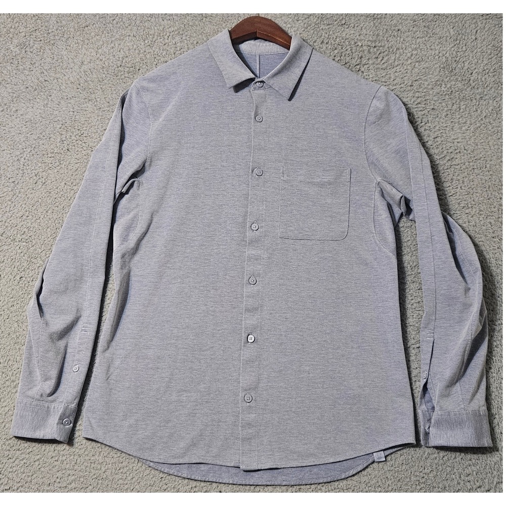 Lululemon Men Dress Shirt‎ Size Medium Blue Button Up Commission Long Sleeve